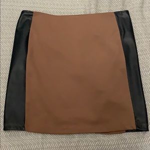 Brown and black leather skirt